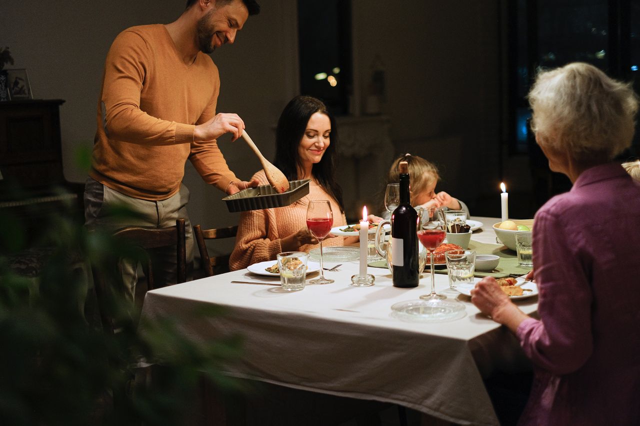 A family sharing a happy evening at home